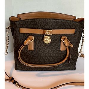 MK logo Michael Kors large brown tote